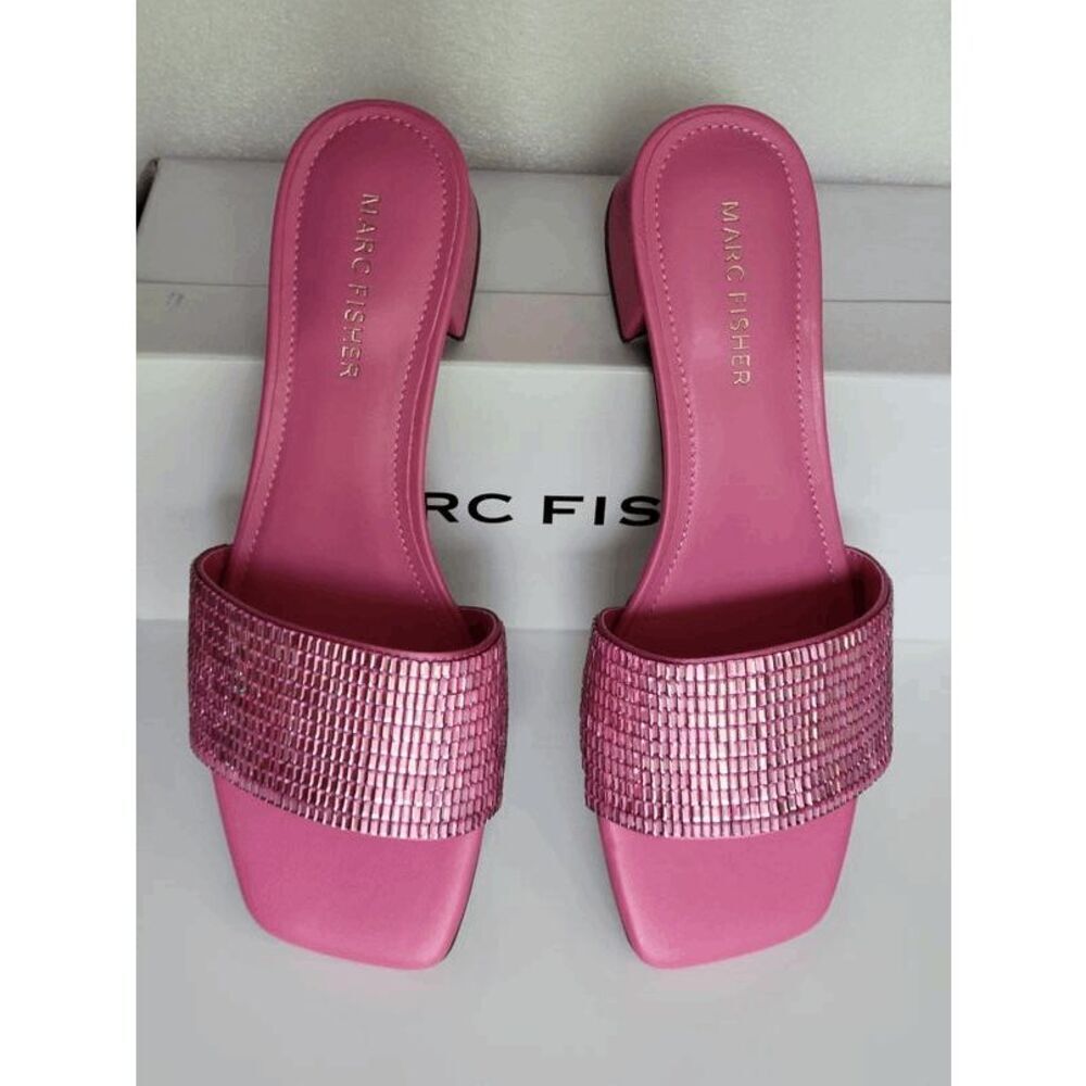 Marc Fisher Pink Embellished Slide Sandals - Picture 6 of 15